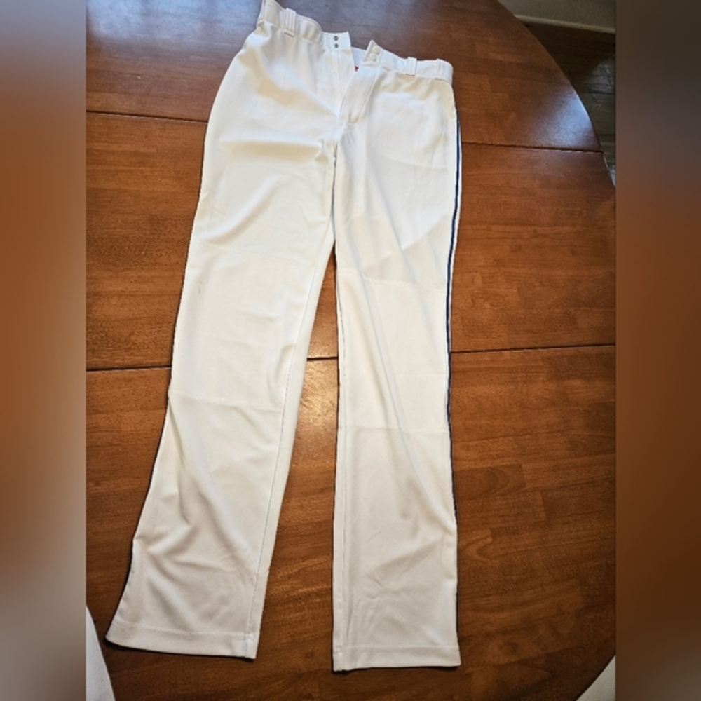 Adult Men's Baseball Pants White w/Royal Piping
